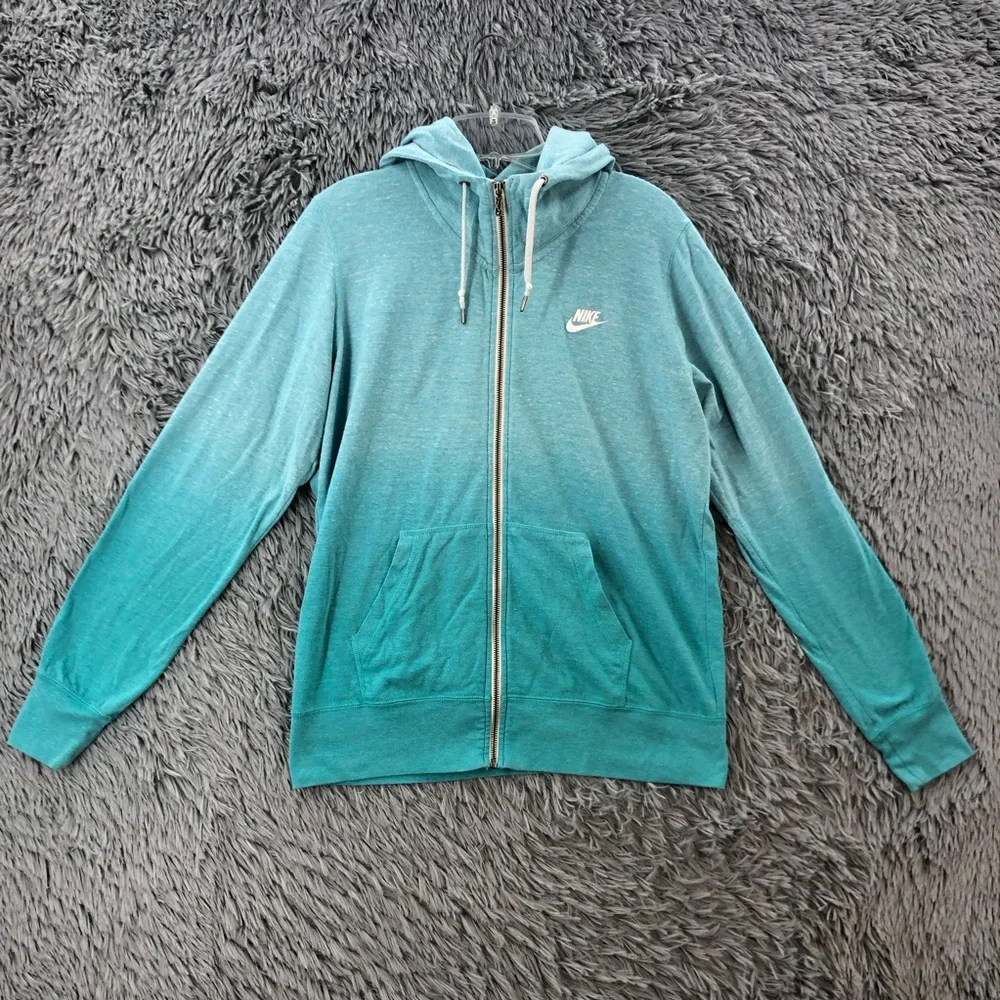 Nike Jacket Womens XL Blue Ombre Lightweight Blue Full Zip Hoodie Pockets